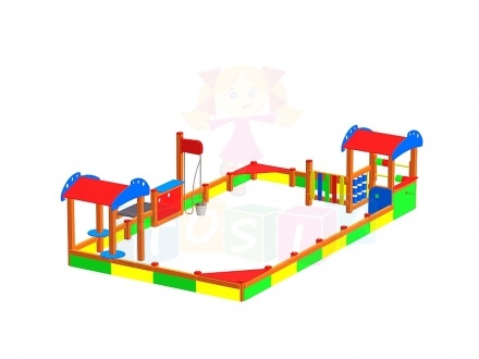 Piaskownica z domkami i wciągarką do piasku